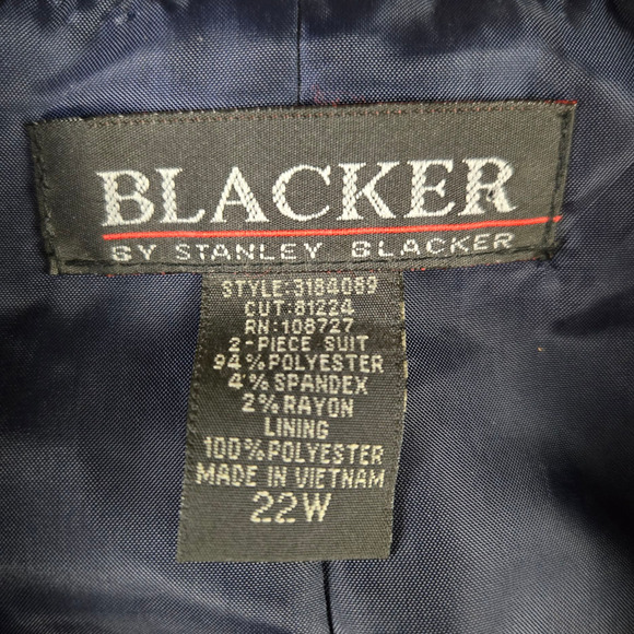 Y2K Vintage Navy Blue White Pinstripe Contrast Piping Bow Detail Blazer 22W Plus - Picture 6 of 7